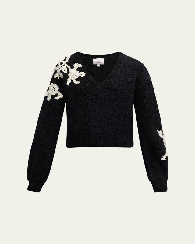 Dana Floral Crochet Wool-Blend Sweat